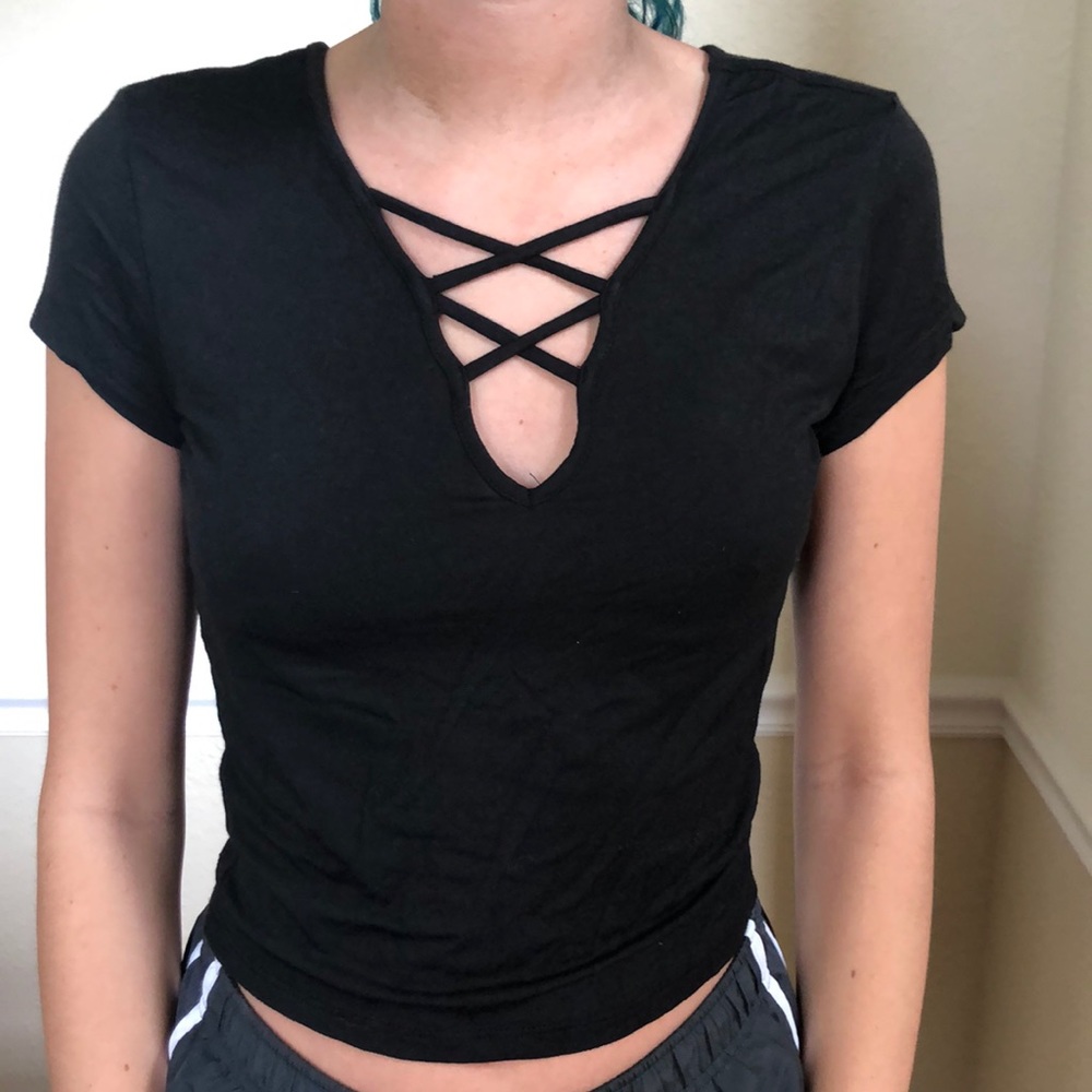 Black wet seal crop top